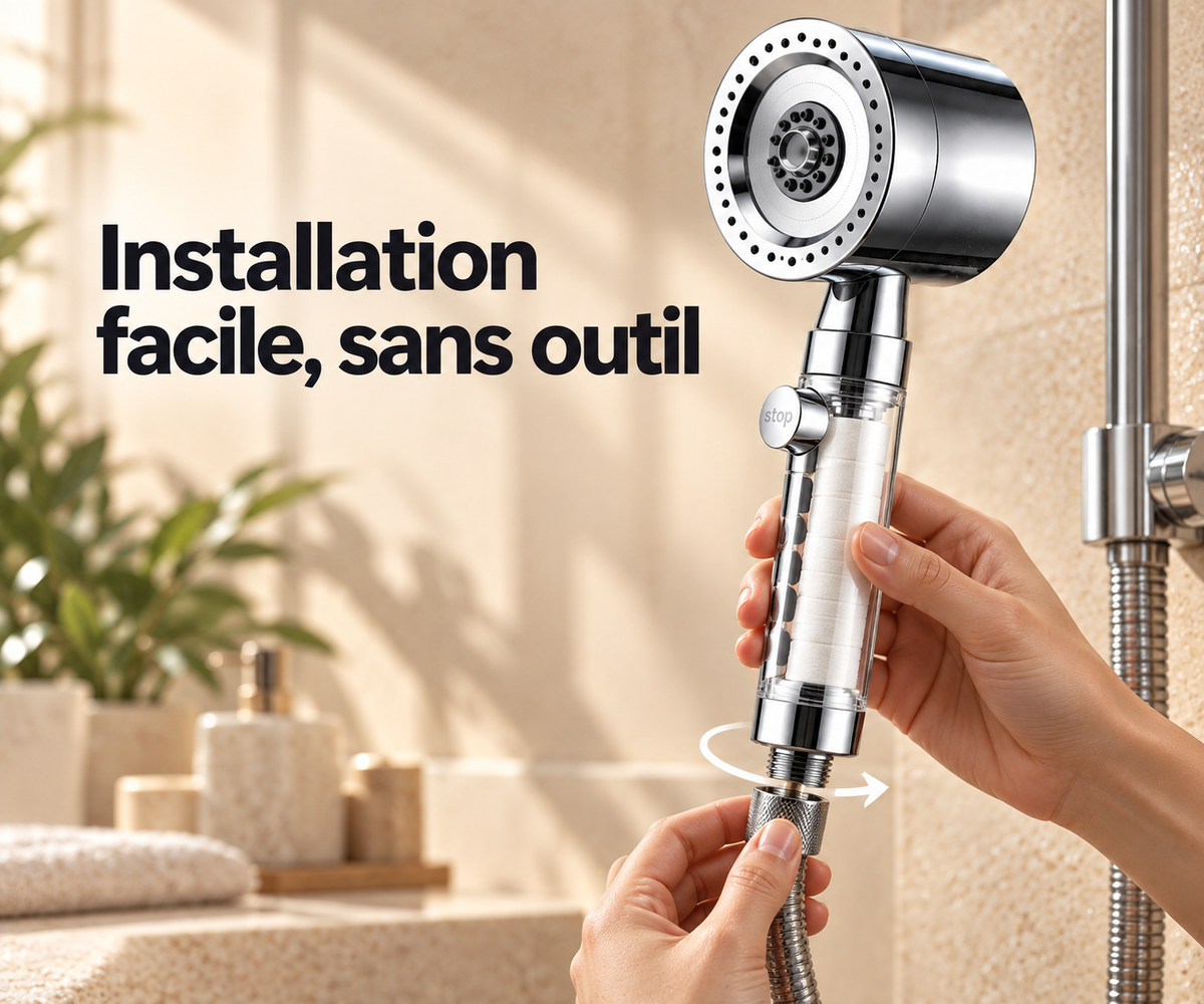 Pommeau de douche filtrant + Pack associé